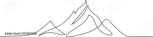 Continuous one line drawing of mountain range landscape vector illustration
