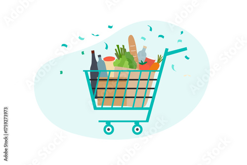 Grocery shopping card vector illustration