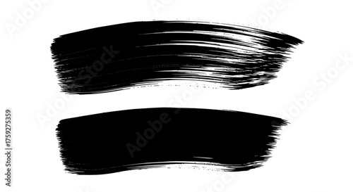 Abstract Black Brush Strokes Against a White Background Representing Artistic Expression and Design Elements for Creative Projects and Visual Communications