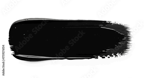 A Thick Swath of Deep Black Paint Applied With a Brush Showing Texture and Movement on a White Background