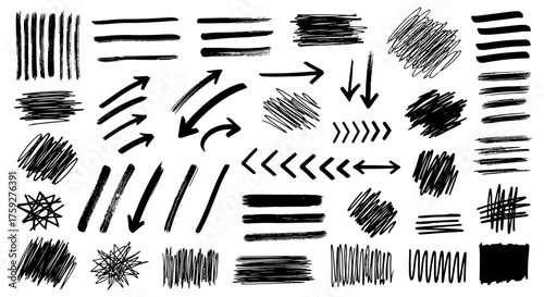 Collection of Hand Drawn Scribble Lines Arrows and Textures for Creative Design Projects