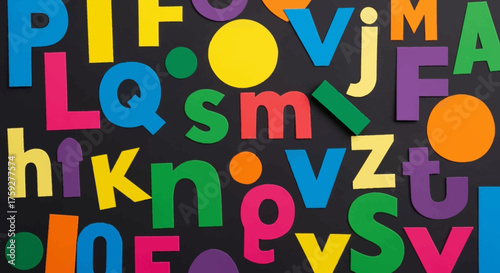 A Colorful Assortment of Uppercase and Lowercase Letters Scattered Across a Dark Background Creating a Vibrant Visual Display