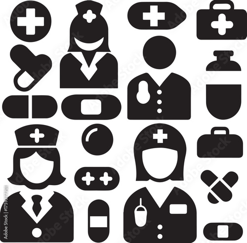 Collection of medical and healthcare icons