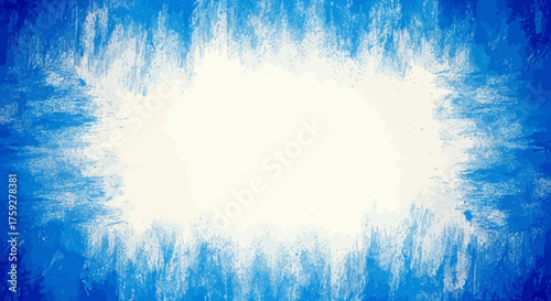 Vibrant Blue Brush Stroke Border Effect Centered Against a Bright White Blank Space Background for Design or Copy