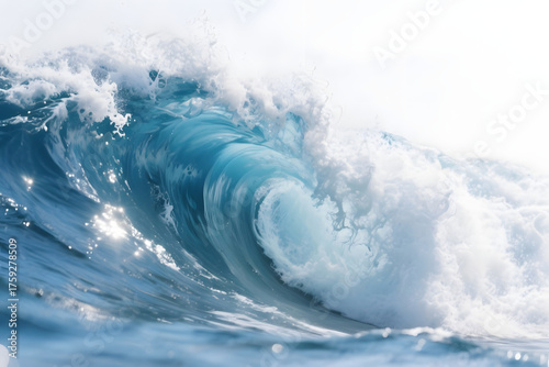 Fototapeta Naklejka Na Ścianę i Meble -  Large stormy sea wave isolated on white