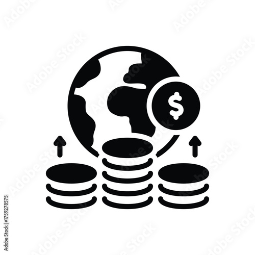 Black solid icon for economic impact