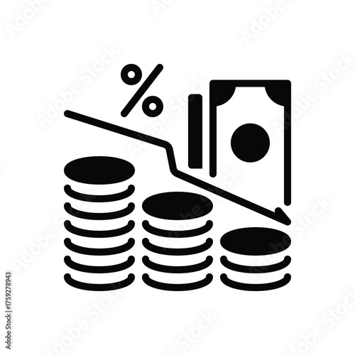Black solid icon for market inflation