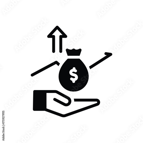 Black solid icon for monetary easing