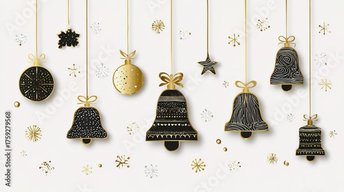 Luxurious Black and Gold Christmas Tree Background Image—Adorned with Shiny Gold Ornaments, Glittering Accents, and Elegant Details, Perfect for Holiday Cards, Festive Decor, Branding