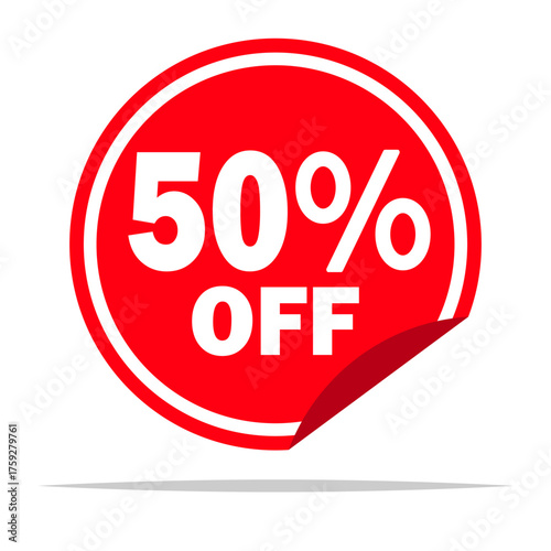 50 percent off label sticker vector isolated illustration