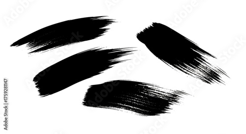 Abstract Black Brush Strokes Art Elements on a White Background Representing Artistic Expression and Creativity