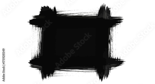Abstract expressionist brush stroke frame with a dark central void a unique contemporary graphic design element for creative projects and artistic presentations