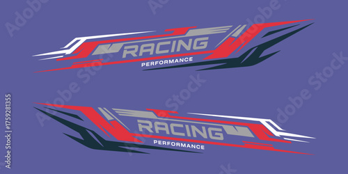 Vector side body graphic sticker design for car with sports stripes, racing decals, and custom wrap for car tuning and performance styling