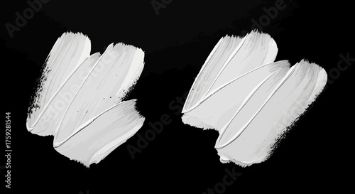 Abstract strokes of thick white paint on a dark black background showcasing texture and artistic expression with subtle shadowing providing depth and contrast