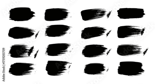 Collection of Abstract Black Paint Brush Strokes and Smears for Artistic Background Design Elements
