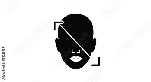 Facial recognition technology scanning human face identity verification security system icon vector