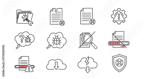 Digital security and cloud computing icons representing data protection and information access vector