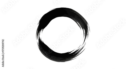 Elegant Black Enso Circle Symbol Represents Zen Buddhism And Inner Peace With A Focus On Enlightenment And Meditation Practice