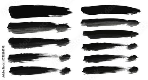 A Collection of Bold and Textured Black Brush Strokes for Artistic Designs and Creative Projects