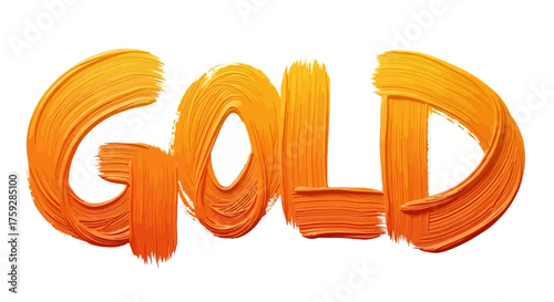 The Precious Metal Gold Celebrated with Artistic Brush Strokes on a White Background