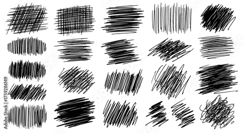 A Collection of Diverse Hand Drawn Scribble Texture Brushes Ideal for Graphic Design Projects and Illustrations