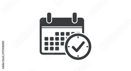 Calendar with clock icon symbolizing scheduling appointments dates and time management planning vector
