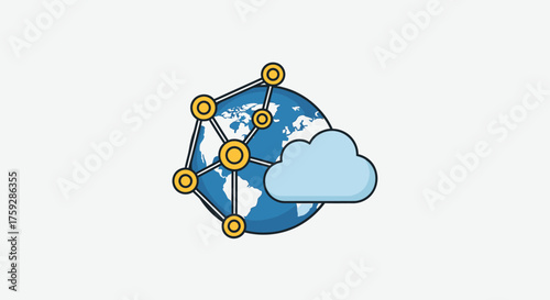 Global network connection and cloud computing data transfer technology concept vector