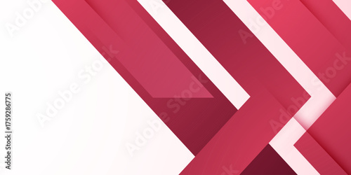 Abstract bright banner background with red arrow overlap shapes concept. Simple triangle papercut pattern on white color background design. 