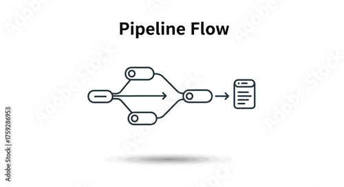 Abstract pipeline flow diagram illustrating data processing and workflow stages vector
