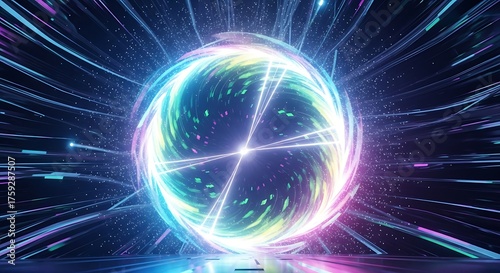 Wallpaper Mural Stunning futuristic energy vortex with vibrant light streaks for modern technology concepts, dynamic abstract backgrounds, and powerful digital designs Torontodigital.ca