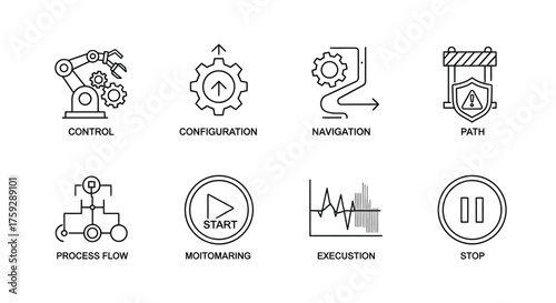 Modern technology icons set for software development workflow and digital business processes vector