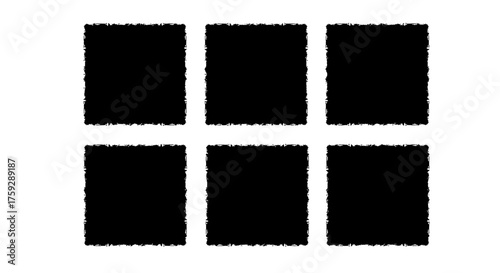 A Grid of Six Empty Black Squares Arranged in Two Rows of Three Across a White Background