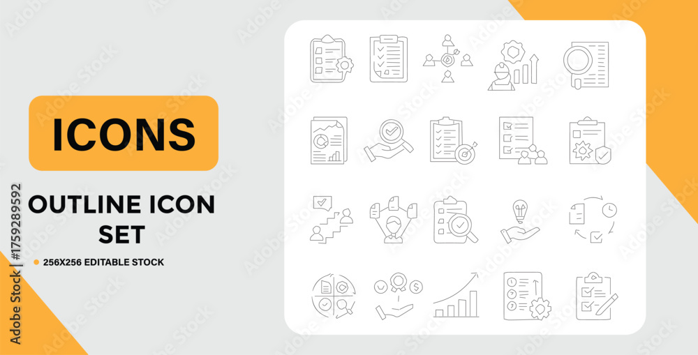 Obraz premium Business and Management Outline Icon Set for Web and Mobile Design