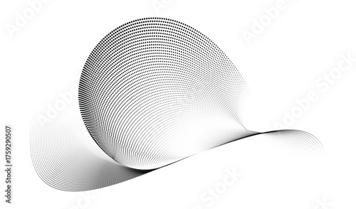 Flowing Dot Waves – Halftone Gradient Particle Illustration on White Background