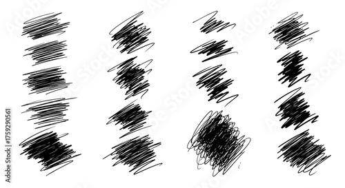 Collection of various hand drawn scribbled texture overlays perfect for adding grunge artistic and distressed effects to your designs