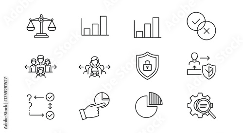 Doodle style icons for business strategy data analysis and security concepts collection vector