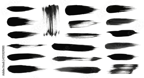 Collection of artistic black brush stroke elements for design projects and creative endeavors