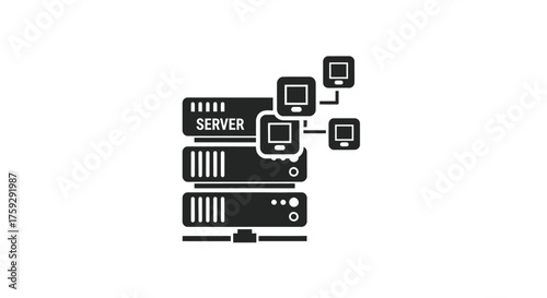Server rack network connection technology data center storage system computer information vector