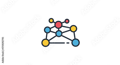 Abstract molecular structure with connected spheres and lines represents network or science vector