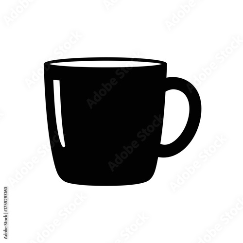 Simple Black Coffee Mug Icon Illustration