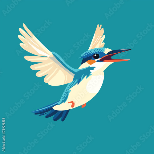 Stylized Bird Illustration with Bright Beak and Joyful Pose