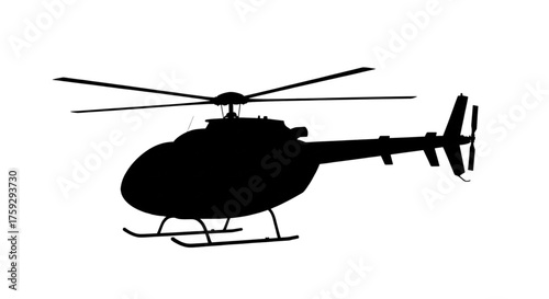 Silhouette Helicopter Aircraft Rotor Transport Flight Icon Isolated on White Background for Aviation