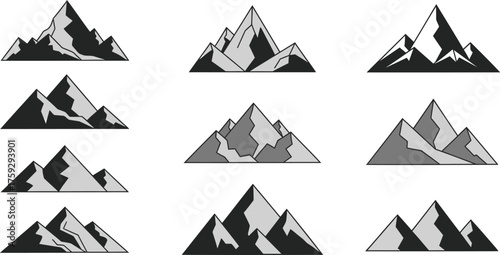Diverse Mountain Peak Illustrations Collection
