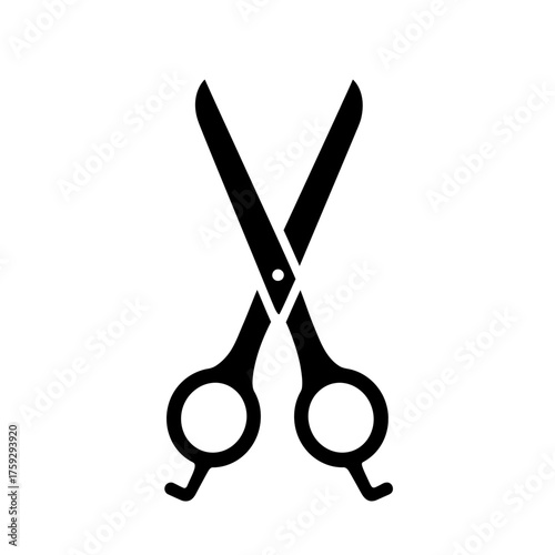 Professional Open Hairdressing Shears Icon in Solid Black Glyph Style