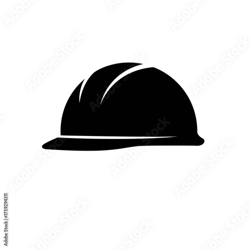Black Hard Hat Safety Helmet Icon Silhouette