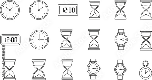 Collection of Timekeeping Devices Icons