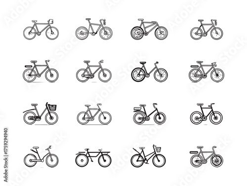 Folding City Bike Line Art Urban Style