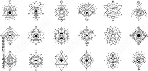 Collection of Abstract Geometric Symbols and Ornate Designs