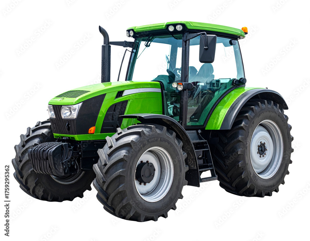 Obraz premium Modern Green Farm Tractor – Agricultural Machinery PNG
