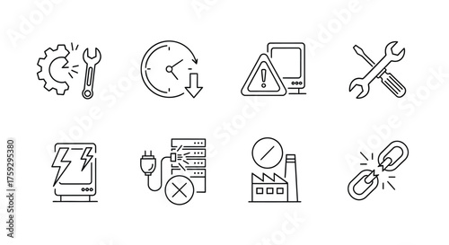 Set of business icons representing technical support maintenance and it solutions vector